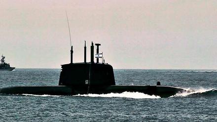 Israelisches U-Boot der Delfin-Klasse vor Tel Aviv. 