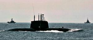 Israelisches U-Boot der Delfin-Klasse vor Tel Aviv. 