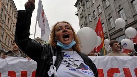 St. Petersburg: Die Opposition ist gegen Putin auf der Straße. 