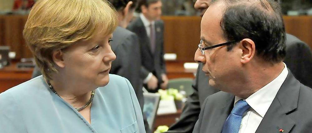 In der Findungsphase. Kanzlerin Angela Merkel und Frankreichs Staatschef Francois Hollande.