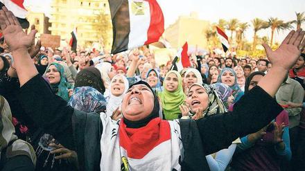 Gegen das alte Regime. Diese Ägypterin hat sich für ihren Protest die Flagge des Landes übergeworfen. Foto: Manu Brabo/dapd