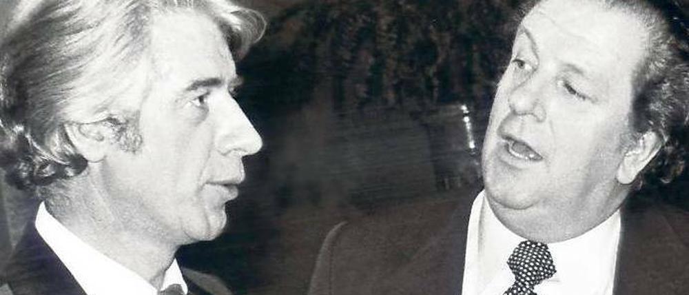 „Am laufenden Band“: Heinz Eckner (rechts) und Rudi Carrell. Foto: dpa