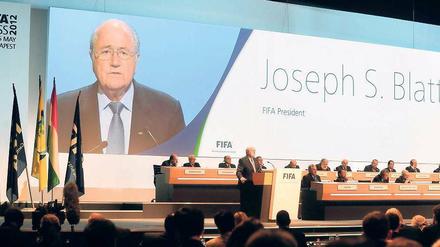 Den Titel als größten Informationsverhinderer haben sich nach Meinung der Journalistenvereinigung Netzwerk Recherche die Fifa und ihr Präsident Sepp Blatter verdient. Der Verleihung der „Verschlossenen Auster“ blieb der Weltfußballverband allerdings fern. Foto: rtr