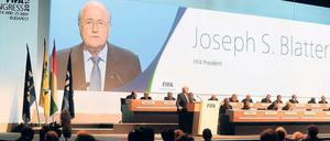 Den Titel als größten Informationsverhinderer haben sich nach Meinung der Journalistenvereinigung Netzwerk Recherche die Fifa und ihr Präsident Sepp Blatter verdient. Der Verleihung der „Verschlossenen Auster“ blieb der Weltfußballverband allerdings fern. Foto: rtr