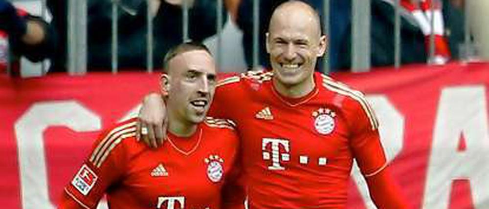 Vereint für die große Chance. Ribéry (l.) und Robben freuen sich aufs Endspiel. Vor Kurzem lagen sie sich noch in den lichten Haaren.