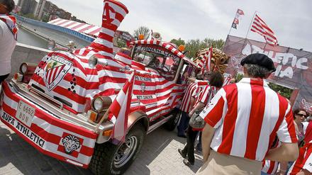 In der Hauptstadt eines ungeliebten Landes: Fans von Athletic Bilbao vor dem spanischen Pokalfinale in Madrid.