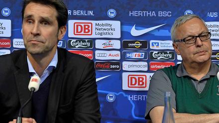 So sieht Protest aus. Manager Michael Preetz und Präsident Werner Gegenbauer.