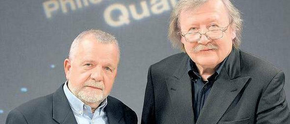 Rechthaben ist unphilosophisch. Das Verdienst von Rüdiger Safranski (links) und Peter Sloterdijk besteht darin, dass sie das Publikum das nie vergessen ließen.Foto: dpa