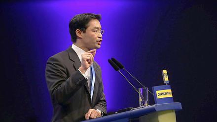 FDP-Chef Philipp Rösler bei seiner Rede in Karlsruhe beim Bundesparteitag der Liberalen.
