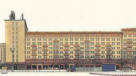 Berlin. Auf 21 Metern Seide hat der chinesische Künstler Lu Hao mit Tusche die Karl-Marx-Allee gemalt, zu DDR-Zeiten als Stalinallee Paraden- und Aufmarschort. Das Bild zeigt einen Ausschnitt.