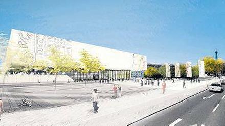 Neubau am Messedamm. Die Deutschlandhalle ist abgetragen, an dieser Stelle entsteht ab Mai die künftige Kongresshalle City Cube. 