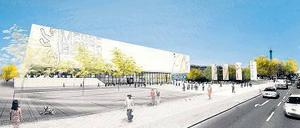 Neubau am Messedamm. Die Deutschlandhalle ist abgetragen, an dieser Stelle entsteht ab Mai die künftige Kongresshalle City Cube.