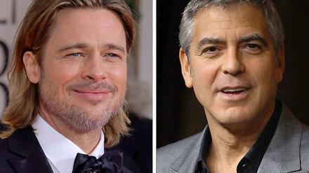 Die Schauspieler Brad Pitt (l) und George Clooney stehen bald gemeinsam auf der Theaterbühne.