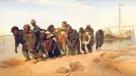 Zerfurcht. Zerquält. Würdevoll. Ilja Repins Sozialstudie „Die Wolgatreidler“ von 1870-73 ist das berühmteste Bild in den Kunstsammlungen Chemnitz. 