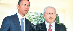 Mit konkreten Forderungen reist Benjamin Netanjahu (rechts) zu Barack Obama nach Washington: Im Streit um das iranische Atomprogramm will der israelische Regierungschef vom US-Präsidenten eine glaubhafte Angriffsdrohung hören. Foto: Ron Sachs/dpa