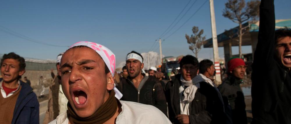 Aufgebrachte Demonstranten in Kabul.