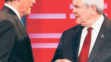 Favoriten. Mitt Romney (links) und Newt Gingrich führen das Feld an. Foto: Reuters