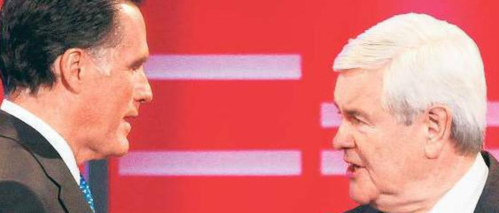 Favoriten. Mitt Romney (links) und Newt Gingrich führen das Feld an. Foto: Reuters
