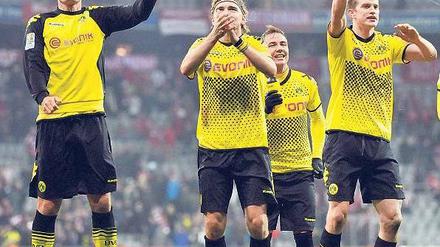 Wir sind wieder da! Borussia Dortmund erfreut sich an zurückgewonnener Stärke. Foto: dpa