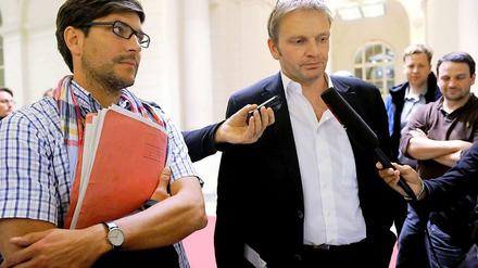 Kontrahenten: Dirk Behrendt und Volker Ratzmann, hier nach einer Sitzung am 1. November.
