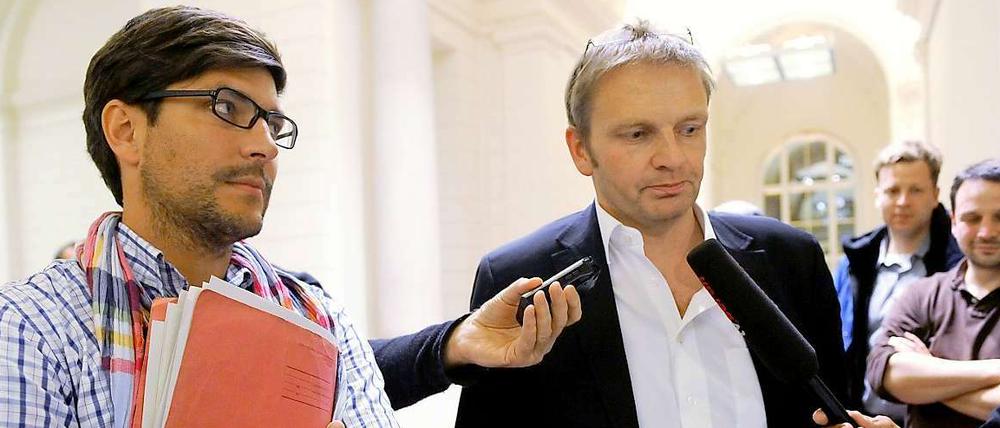 Kontrahenten: Dirk Behrendt und Volker Ratzmann, hier nach einer Sitzung am 1. November.