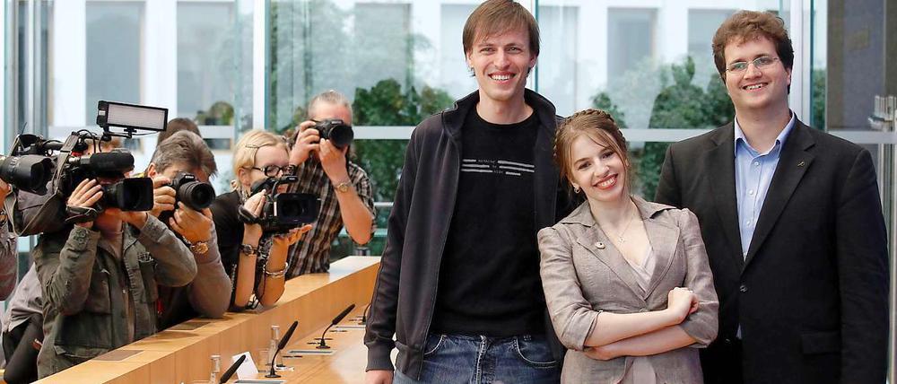 Die Piraten: Andreas Baum (links), Marina Weisband (Mitte) and Sebastian Nerz.