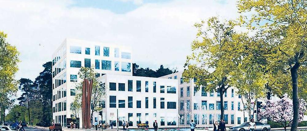 Dieses Modell der Gewerbebauten auf der Truman Plaza sei noch vorläufig, heißt es vom Investor.