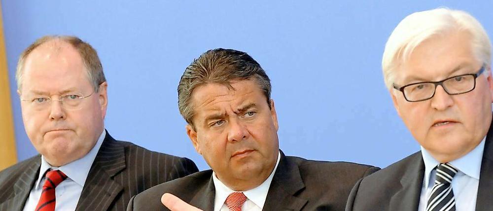 Troika heute: Peer Steinbrück, Sigmar Gabriel und Frank Walter Steinmeier.
