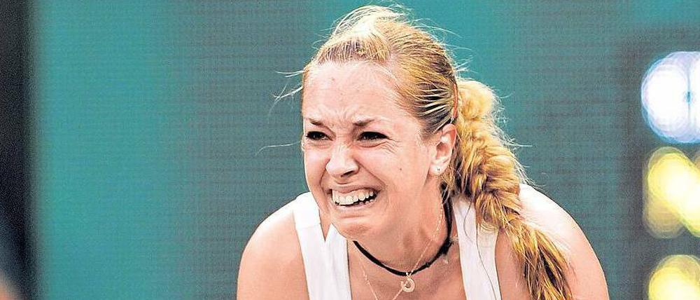 Fassungslos vor Freude. Sabine Lisicki geht nach dem Matchball auf die Knie.