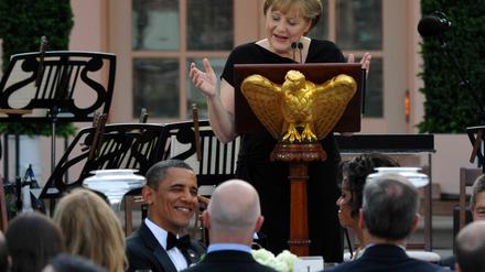 Bundeskanzlerin Merkel bei einer Rede anlässlich ihrer Auszeichnung mit der Freiheitsmedaille in Washington.