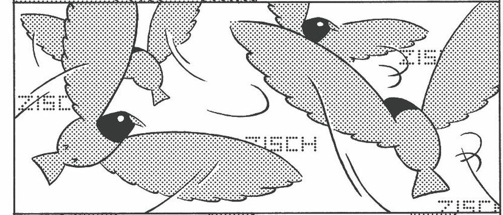 Überall ist Luft. Zeichnung aus Sascha Hommers "Dri Chinisin", einer Adaption von Kurzgeschichten der Hamburger Autorin Brigitte Kronauer.