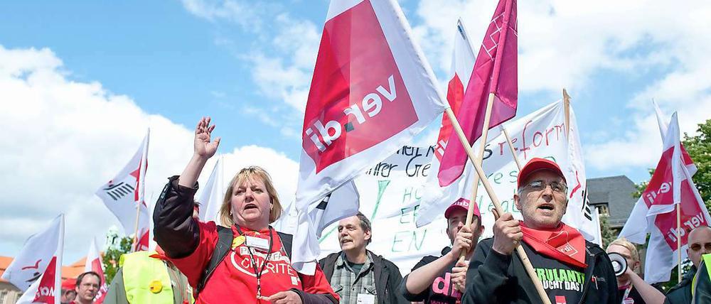 Streikende Pflegekräfte der Charité.
