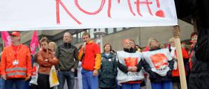 Pflegekräfte der Charité beim Streik.