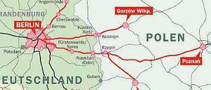 Die Bahnverbindungen zwischen Berlin und Polen.
