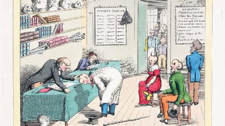 Irrglaube. Ein zeitgenössischer Karikaturist setzte sich um 1800 mit dem Begründer der Schädelkunde, Franz Joseph Gall (1758–1828), auseinander. Noch lange nach ihm wollten die Deutschen glauben, dass sie besonders große und besonders wohlgeformte Köpfe hatten. 