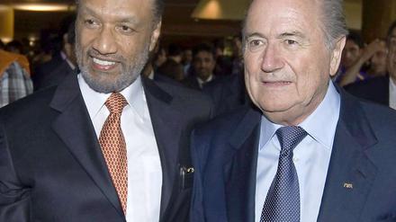 Asiens Fußball-Verbandschef Mohamed bin Hammam (links) und FIFA-Präsident Sepp Blatter.