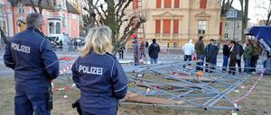 Das umgestürzte Gerüst.