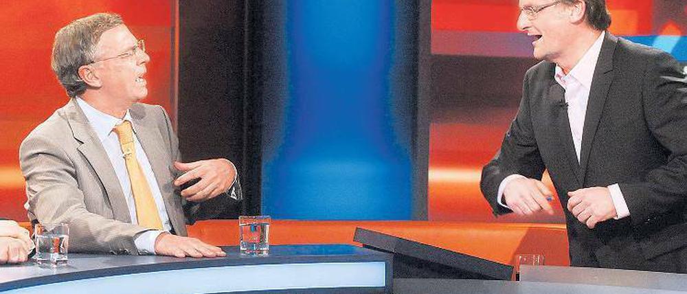 Heftig diskutierten Frank Plasberg (re.) und CDU-Mann Wolfgang Bosbach. Foto: WDR
