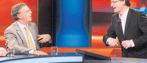 Heftig diskutierten Frank Plasberg (re.) und CDU-Mann Wolfgang Bosbach. Foto: WDR