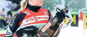 Aufholjägerin. Magdalena Neuner führte das deutsche Mixed-Team zu Silber. Foto: dpa