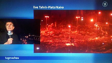 Live aus Kairo. ARD-Korrespondent Jörg Armbruster reportiert Situation und Stimmung nach dem Rücktritt des ägyptischen Präsidenten Hosni Mubarak.