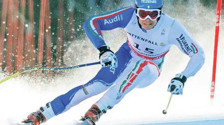 Mit Volldampf ins Glück. Christof Innerhofer rast im Super-G in Garmisch-Partenkirchen zum WM-Gold. Zuvor hatte der Italiener erst ein einziges Weltcuprennen gewonnen – und das auch noch in einer anderen Disziplin. Foto: Reuters