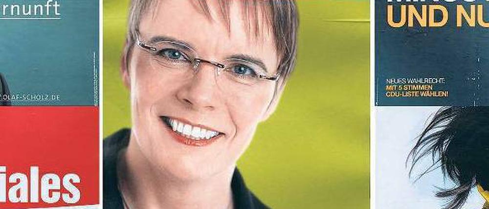 Mit Spitzenkandidatin Hajduk werben die Grünen im Wahlkampf. Foto: dapd