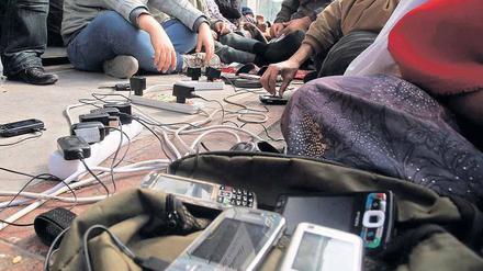 Ohne Strom keine Revolution: Eine Handyaufladestation auf dem Tahrir-Platz.