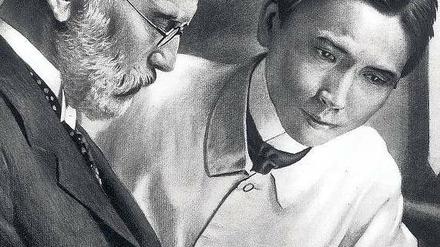 Kollegen. Sahachiro Hata (rechts) war als enger Mitarbeiter Paul Ehrlichs maßgeblich an der Entwicklung des Salvarsans beteiligt, des ersten Antibiotikums. Foto: bpk