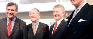 Die vier von der Konzernspitze: Ekkehard Schulz, Berthold Beitz, Heinrich Hiesinger und Gerhard Cromme (von links). Foto: dapd