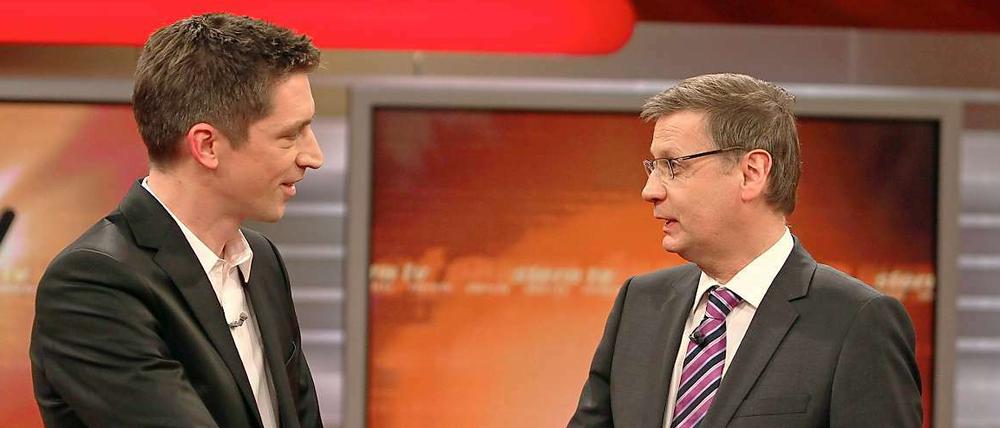 Rechts alt, links neu: Günther Jauch wünscht seinem Nachfolger bei Stern TV, Steffen Hallaschka, viel Erfolg.