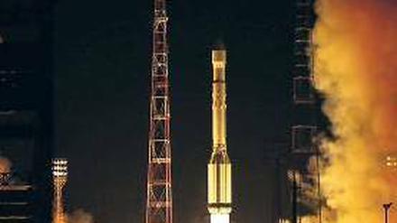 Abgestürzt. Nach dem Start in Baikonur fiel die Trägerrakete ins Meer. Foto: AFP