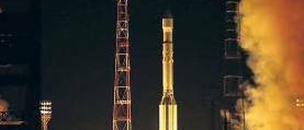 Abgestürzt. Nach dem Start in Baikonur fiel die Trägerrakete ins Meer. Foto: AFP