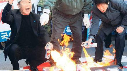 Die Wut wächst. Beinahe täglich kommt es in Südkorea zu antinordkoreanischen Protesten wie hier in Seoul am Freitag. 